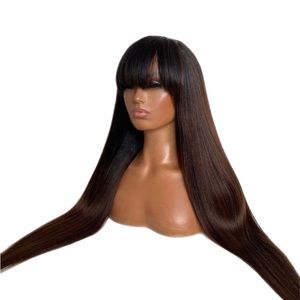 28” Ombre Yaki Straight Human Hair Closure Wig